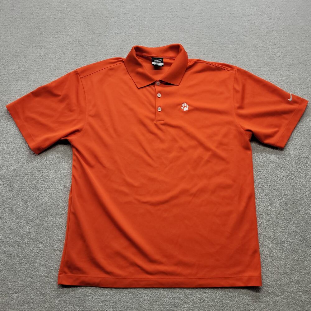 Nike Golf Clemson Tigers Polo Shirt Mens Large Orange Dri-FIT NCAA Embroidered